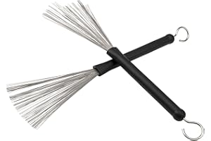 1 Pair Yootones Retractable Drum Wire Brushes Drum Sticks Brush Comfortable Rubber Handles for for Rock Band, Country music, Folk,Drummers(Black)