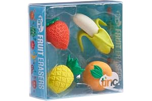 Tinc, Lot de 4 Gommes Fantaisie, En Forme de Fruit, pour Enfants, Correction Facile des Erreurs, Utilisation à L'École et Aux devoirs, Emballage Cadeau Coloré, Gommes à Crayons