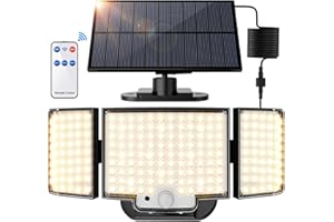 SIGRILL Faretti Solari a Led da Esterno, 212 LED Luce Solare Led Esterno con Sensore di Movimento, IP65 Impermeabile Lampada Solare da Esterno, 3 Modes, 340° Illuminazione (1 Pezzi - Bianco Caldo)