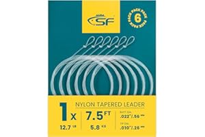 SF Lot de 6 bas de ligne pré-noués en nylon pour pêche à la truite, 2,3 m, 1x