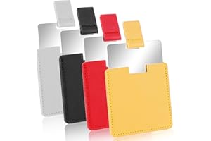 SLIVERDEW Lot de 4 miroirs de poche en acier inoxydable - 6,5 x 7 cm - Petit miroir à main avec étui de protection - Petit miroir en métal poli - Miroir cosmétique - Miroir de maquillage - Miroir ultra fin et