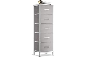 Coleshome Komoda do sypialni, z 5 szufladami z tkaniny, oszczędność miejsca komoda do sypialni, salonu, jasnoszara