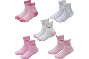 MSHEN Calcetines De Algodón Para Niñas, Calcetines Cómodo Suave de 0 a 5 Años,5 pares