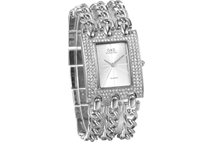 JewelryWe Reloj Cuadrado Diamantes Mujer: Relojes Plata Oro de Cuarzo Analógico Correa de Acero Inoxidable Hip Hop - para Negocios Ocio Regalos