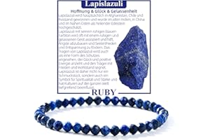 RUBY Perlenarmband Damen - Hochwertiges 4mm Edelstein Armband aus Facettierten Echten Natursteinen - Inklusive Geschenkbox