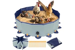 MASTERFUN Dust Bath for Chickens, Tub, Chicken Sand Bath, Diameter 80 cm x Height 20 cm, Chicken Dust Bath, Sand Bath with 16 Ground Anchors, Foldable Design and Robust PVC, Sand Bath for Chickens, Container