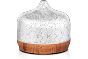 Porseme Diffusore di aromi, 500 ml, diffusore di vetro soffiato a bocca, per oli essenziali, grande umidificatore ad ultrasuoni, freddo, silenzioso, 7 colori, LED per camera da letto, ultime 15-21