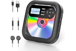 ARAFUNA CD Player Bluetooth – Tragbarer CD-Player mit Lautsprecher, integrierter Akku für den Außenbereich geeignet, unterstützt Bluetooth und TF-Karte, 7 Wiedergabemodi, Mehreren Verbindungsmethoden