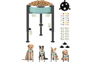 MAIJIAJU Elevated Raised Dog Bowl Stand with Paw Print Tray, 4 Heights Adjustable 15-26cm Wide Metal Single Dog Food Water Bowls Holder Non-Slip Dog Feeding Station Rack for Small Medium Large Dogs(Stand Only)