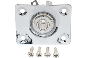 Musiclily 1/4" Rectangle Output Jack Plate Socket for Electric Guitar, Chrome