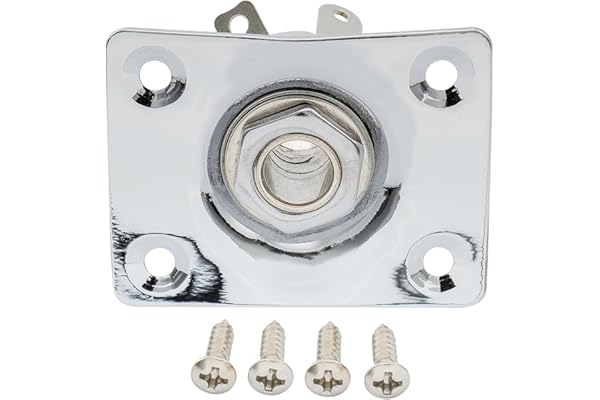 Musiclily 6,35mm Guitare Prise Jack de Sortie Rectangle Plaque Jack Socket pour Guitare électrique type Les Paul Tele, Chrome