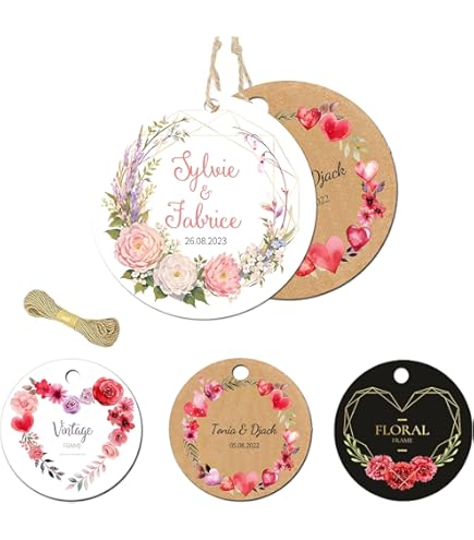 CrisPhy - Adesivi personalizzati per matrimonio, con nome e data, etichette adesive per inviti, matrimoni, battesimi, fidanzamenti, comunioni, compleanni, feste, vintage, timbri (modello 1