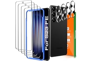 IMBZBK 4 Piezas Protector de Pantalla Samsung Galaxy S23 FE 5G Cristal Templado 4 Piezas Protector de Lente de cámara Accesorios HD Reconocimiento de huellas dactilares