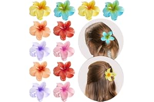 SRJEQC Lot de 12 Pince Cheveux Fleur,Pince Cheveux Hawaïennes,Antidérapante Pince a Cheveux 4cm,Pince Fleur Cheveux pour Cheveux Épais et Fins,Accessoire Cheveux Cadeaux pour Femmes et Filles
