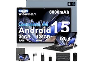 BIEGEDY 2026 ultimo Tablet 10 Pollici Android 15 Con 5G WiFi Octa-Core 2.0GHz, Gemini AI tablet, 30GB RAM+128GB ROM,8000mAh, GPS, BT5, OTG, Widevine L1 - tablet in offerta con Tastiera, Mouse, Custodia-Grigio