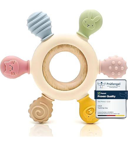 Nattou Jouet De Dentition Avec Grelot Galaxy Silicone - 10 Cm, Beige - Doux Et Stimulant Pour Bébé