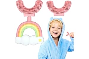 RUNMEIHE Brosse à Dents en Forme de U pour Enfants, Brosse à Dents de Nettoyage Buccal à 360 ° Avec Tête en Silicone Souple, Brosses à Dents Blanchissantes pour les Bébé