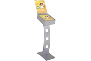 DISPLAY SALES - Expositor revistas (formato vertical, DIN A4, resistente al agua, de metal, con caja para folletos y bolsa para cartas)