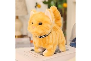 SUPER JAKES Gato robot, gato eléctrico de peluche, animal de peluche interactivo compañero, gatos electrónicos de felpa que se mueven y maullan mascotas interactivas compañeras