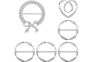 WY LIGHTING LEVEL 6 pezzi sciarpa di seta anello chiusura a T Shirt fermacravatta da donna alla moda in metallo rotondo clip in vita per camicie abbigliamento in lega di zinco color argento, Zinco