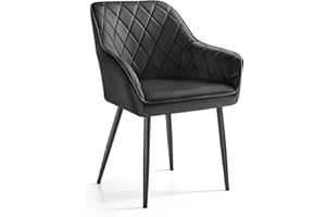 SONGMICS Silla de Comedor, Silla de Cocina, Sillón de Terciopelo, Silla Tapizada con Reposabrazos, Carga Máx. de 120 kg, Patas de Metal, para Comedor, Cocina, Negro Tinta LDC088B01