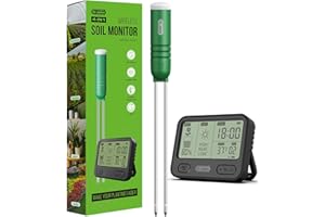 Dr.meter Misuratore umidità Terreno, 4 in 1 Igrometro Piante Tester del Suolo/Temperatura/Luce/Tempo con Display LCD Digitale per Giardinaggio, Agricoltura, Piante (Batteria Non Inclusa)