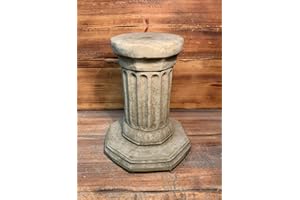 J and L Stone Ornaments Large Hexagonal Solid Heavy Plinth Column Garden Ornament - Grey