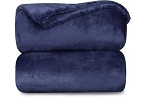 MERCURY TEXTIL - Manta Terciopelo Suave,Mantas Franela, Multiusos (Azul Marino, 210 X 230 CM)