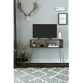 Egecan Mobilya Salon Oturma Odası TV &Uuml;nitesi Tv Sehpası Ayaklı TV &Uuml;nitesi Tv Standı Kitaplık Duvar Rafı (Ceviz)