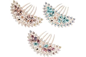 BAKERMICHE Strass Haarkamm Pfau Haarkämme Haare Steckkamm Kristall Einsteckkamm Braut Seitenkamm Kämme Vintage Haarschmuck für Damen Mädchen Hochzeit Einfach Modisch