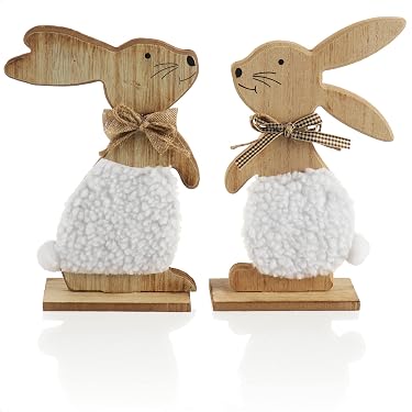 3 Lapins De Pâques En Céramique Avec Verres - Déco De Table Printanière Et Réutilisable