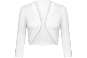 Gyabnw Boléro Femme Chic et Élégant Haut Court Manches 3/4 Veste Festive Femme Traditionnel Court Cardigan Top Robe Veste Gilet Cardigan pour Mariage Top et Haut de Veste Robe Tenues Femme