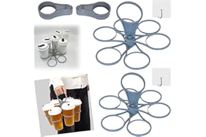 GUO-SWY 2PCS Drinks Carrier,Portable All Inclusive Drinks Carrier Tray Holiday Foldable,6-Cup Drink Holder with Handle,Collapsible Drinks Holder Holiday, Reusable Drink Cup Carrier for Travel,Party (2pcs/Set)