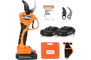 SOOJOOK 8605 Forbici Potatura Elettriche, 40MM Progressivo Forbice Potatura a Batteria Professionali, 1050W 21V 2Ahx2 Cesoi a Batteria Per Potatura, con 1x Lama Mobile