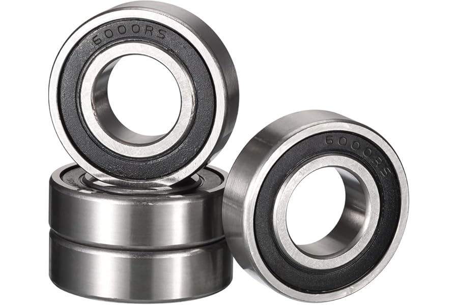 HiPicco 6000-2RS Deep Groove Ball Bearings, ID 10mm x OD 26mm x Width 8mm Double Rubber Sealed Ball Bearing Pre-Lubricated Chrome Steel Z2 Lever 4pcs