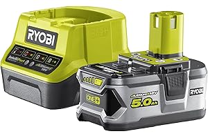 RYOBI - 1 batterie lithium+ 18V - 5,0 Ah et 1 chargeur rapide 2,0 A - RC18120-150