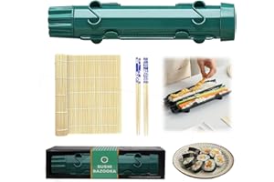 YSOOUA Sushi Kit Maker Sushi Bazooka Sushi Completo con alfombrilla de bambú Y Palillos para Hacer Principiantes con Alfombrilla de Sushi, Palillos, Manual en Ingles (Verde)