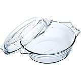 Ôcuisine Classic - Casseruola rotonda in vetro borosilicato, Trasparente, 3L (2.2 L + 0.8L)