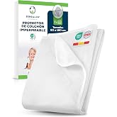 Sensalou Waterproof Mattress Protector 80 x 180 cm for Children's Bed | Breathable and antibacterial cover washable at 93&deg;C,