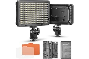 NEEWER 176 LED Videoleuchte Streaming Licht LED dimmbar Videolicht Panel mit 2 STK Lithium Akku 2600mAh, 2 x USB Ladegerät für DSLR Kamera von Canon Nikon etc. Key Light für Video Fotografie