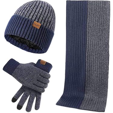 Thenice Set Regalo Invernale Uomo - Cappello E Sciarpa In Maglia, Colore Grigio, Taglia Unica, Caldo E Morbido