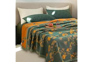 GESEILAY Copriletto Matrimoniale Estivo Reversibile Cotone Ginkgo Trapuntato Trapunta Matrimoniale Primaverile Coperta Cotone per Divano