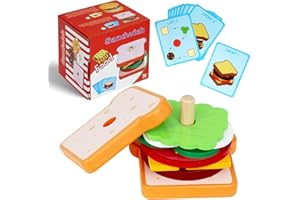 GLIBBUL Montessori Toys for 3 4 5 Year Old Boy Girl, Pretend Play Fake Food for Ages 3-5 Kids Gifts, Stacking Wooden Building Blocks Educational Puzzles Games for Toddler Preschool (Sandwich)