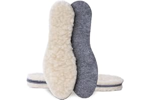 SULPO Pack de 2 Paires Semelles d’Hiver - Épaisseur 13,7mm Laine & Feutre Synthétique - Laine Mouton Naturelle, Chaudes & Confortables - Doublure Thermique Respirante, Hiver – Taille 38