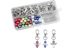Honatrv Schutzengel Gastgeschenk 30 Stück, Schutzengel Bastelset Perlen, Schutzengel Anhänger für Gastgeschenk Taufe, DIY Hochzeit Basteln, Schlüsselanhänger