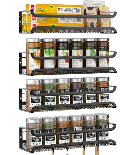 Gewrzregal Wohnmobil ZXShow Gewrzregal Selbstklebend - 20er Set Fr  Kchenschrank & Wohnmobil, Ohne Bohren, Schwarz
