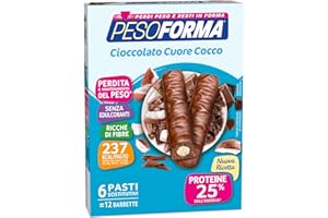 Pesoforma Barrette Cioccolato Cuore Cocco- Pasti sostitutivi dimagranti SOLO 237 Kcal, Ricco in proteine, 6 pasti