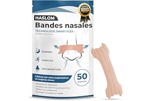 Haslom® 50 Bandelettes Nasales Premium, Améliore la Respiration et l’Oxygénation, Anti-Ronflement pour le Sommeil, Adhérence Maximale pour Sport et Sommeil