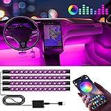 Winzwon Car LED Interior Lights, Gifts for Him Her, Car Accessories for Men Women, Car LED Strip Light with USB Port APP Cont