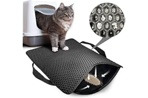 HANBRAMO Tapis Litiere Chat, 45x30 CM Nid d'abeille Double Couche Non-Slip Tapis de Litiere Pour Chat, Imperméable et Résistant à l'urine Proof Tapis litière Pour Chat (Noir, 45 * 30 cm)